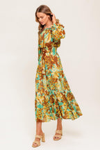 THENA SECRET GARDEN WOVEN MIDI DRESS Flying Tomato