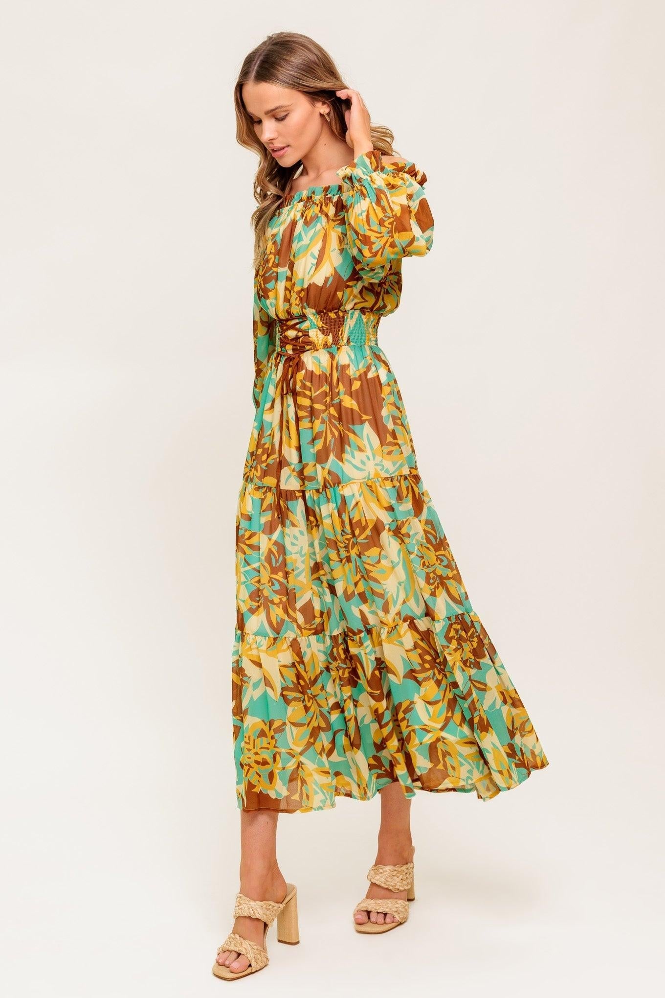 THENA SECRET GARDEN WOVEN MIDI DRESS Flying Tomato