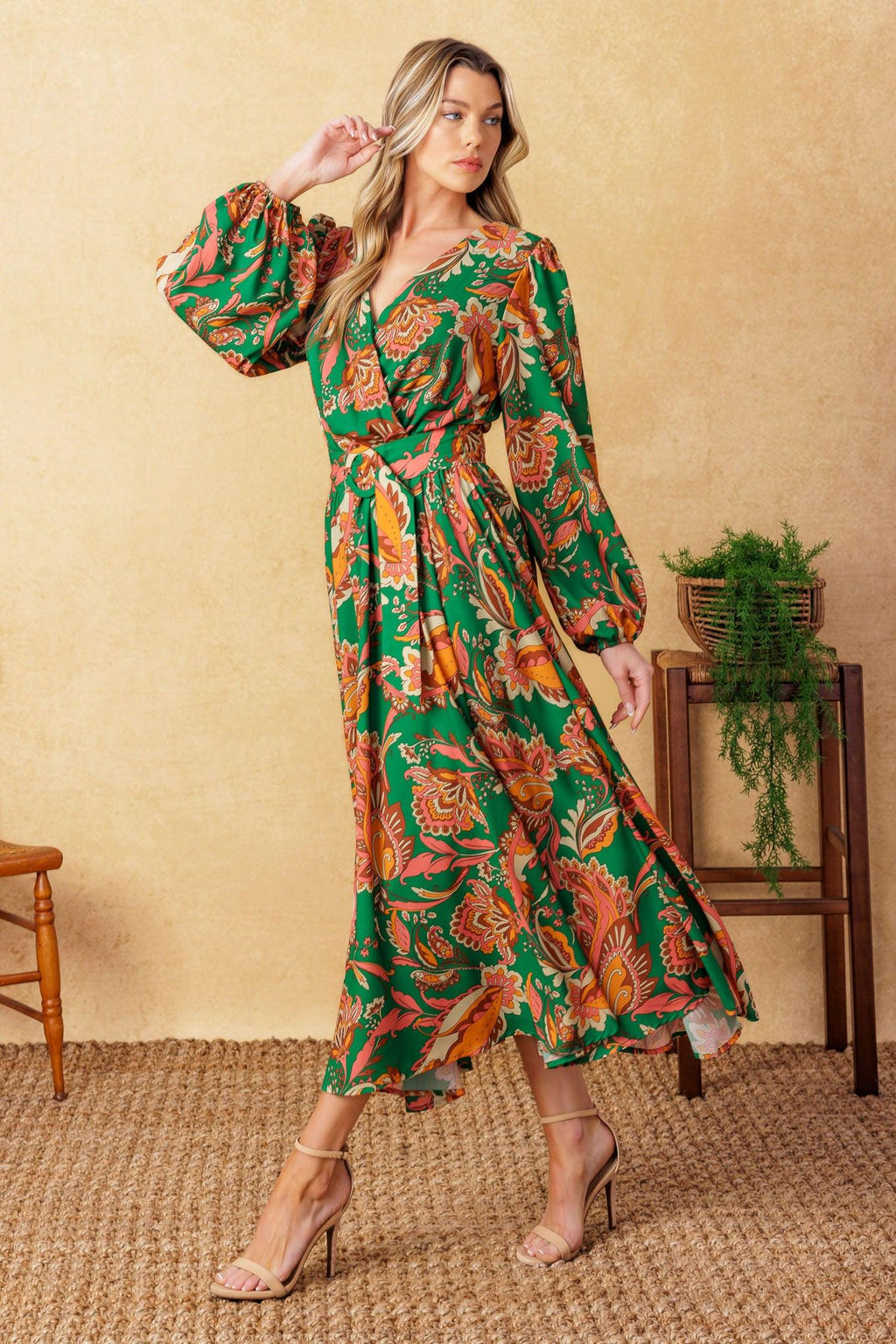 SUNNYSIDE FLORALS WOVEN MIDI DRESS Flying Tomato