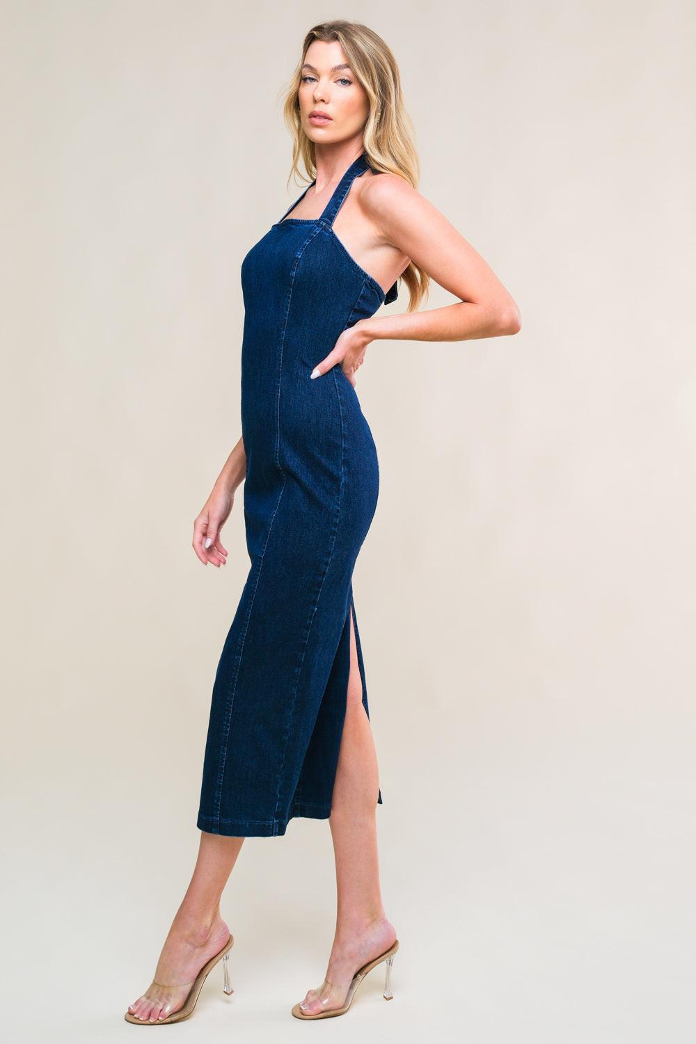 SO QUINTESSENTIAL DENIM MIDI DRESS Flying Tomato