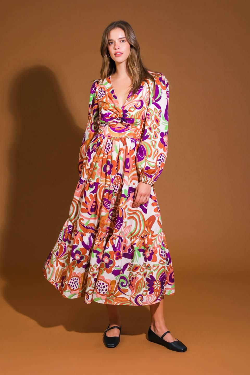 BLOSSOM BEAUTY WOVEN MIDI DRESS Flying Tomato
