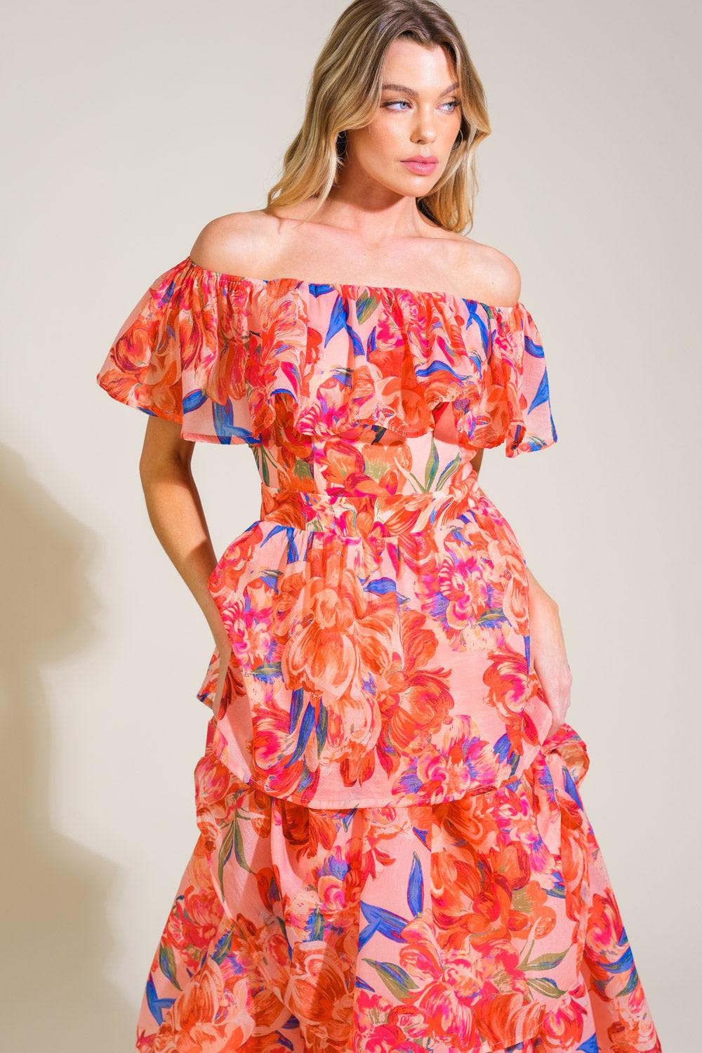 STROLL THE AVENUES WOVEN MIDI DRESS Flying Tomato