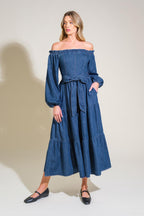 ARTISTIC IMPULSE DENIM MIDI DRESS Flying Tomato