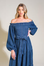 ARTISTIC IMPULSE DENIM MIDI DRESS Flying Tomato