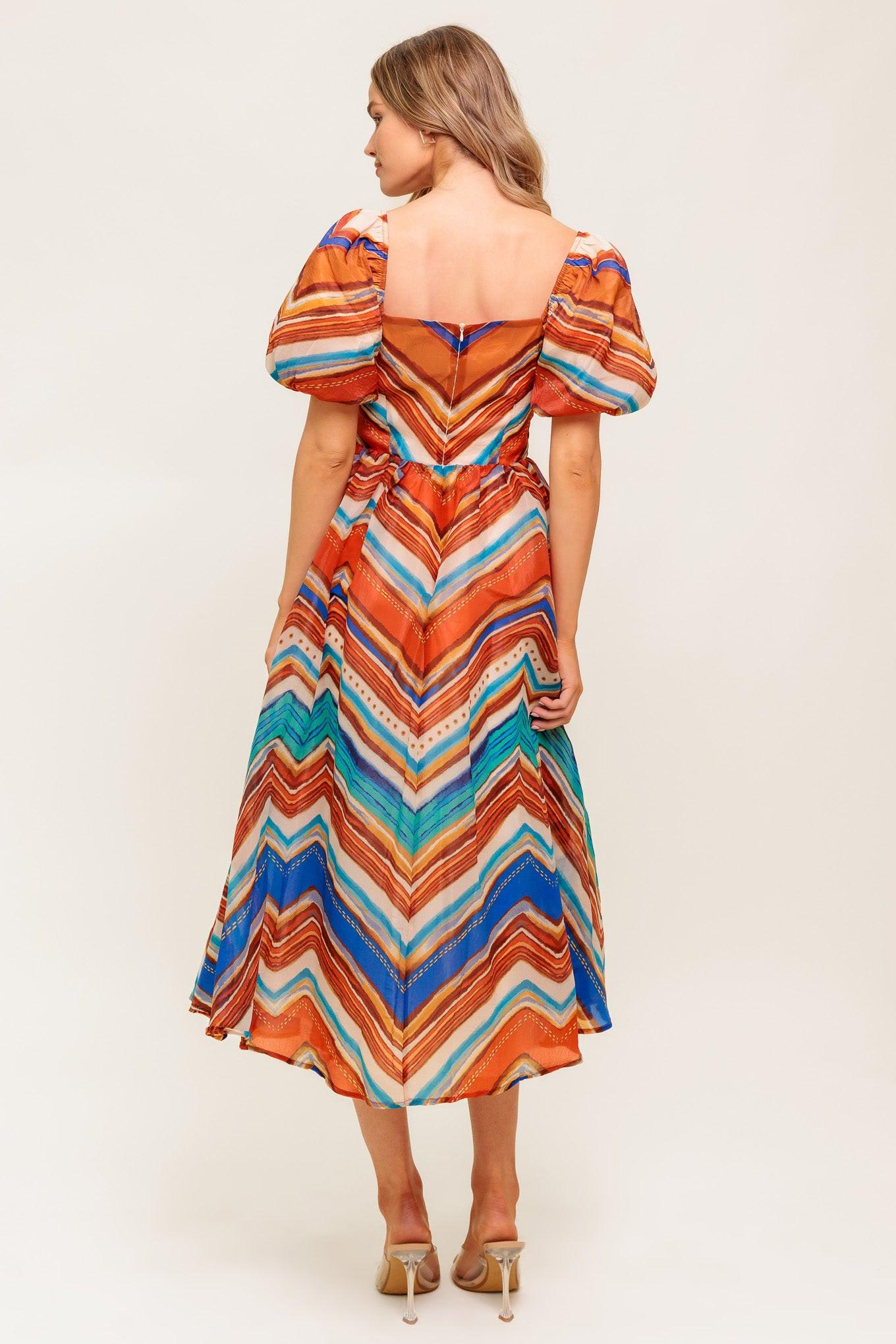 BRIGHT PERSONALITY WOVEN MIDI DRESS Flying Tomato