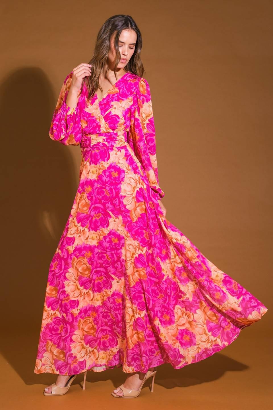 CUNNINGHAM FLORALS WOVEN MAXI DRESS Flying Tomato