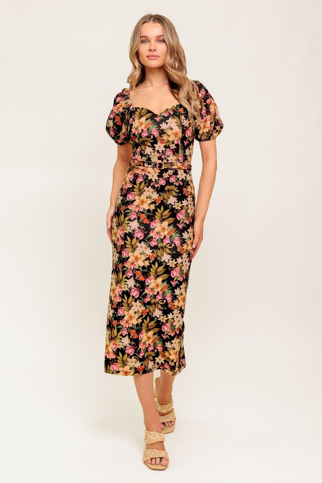 SWEET AT HEART WOVEN MIDI DRESS Flying Tomato