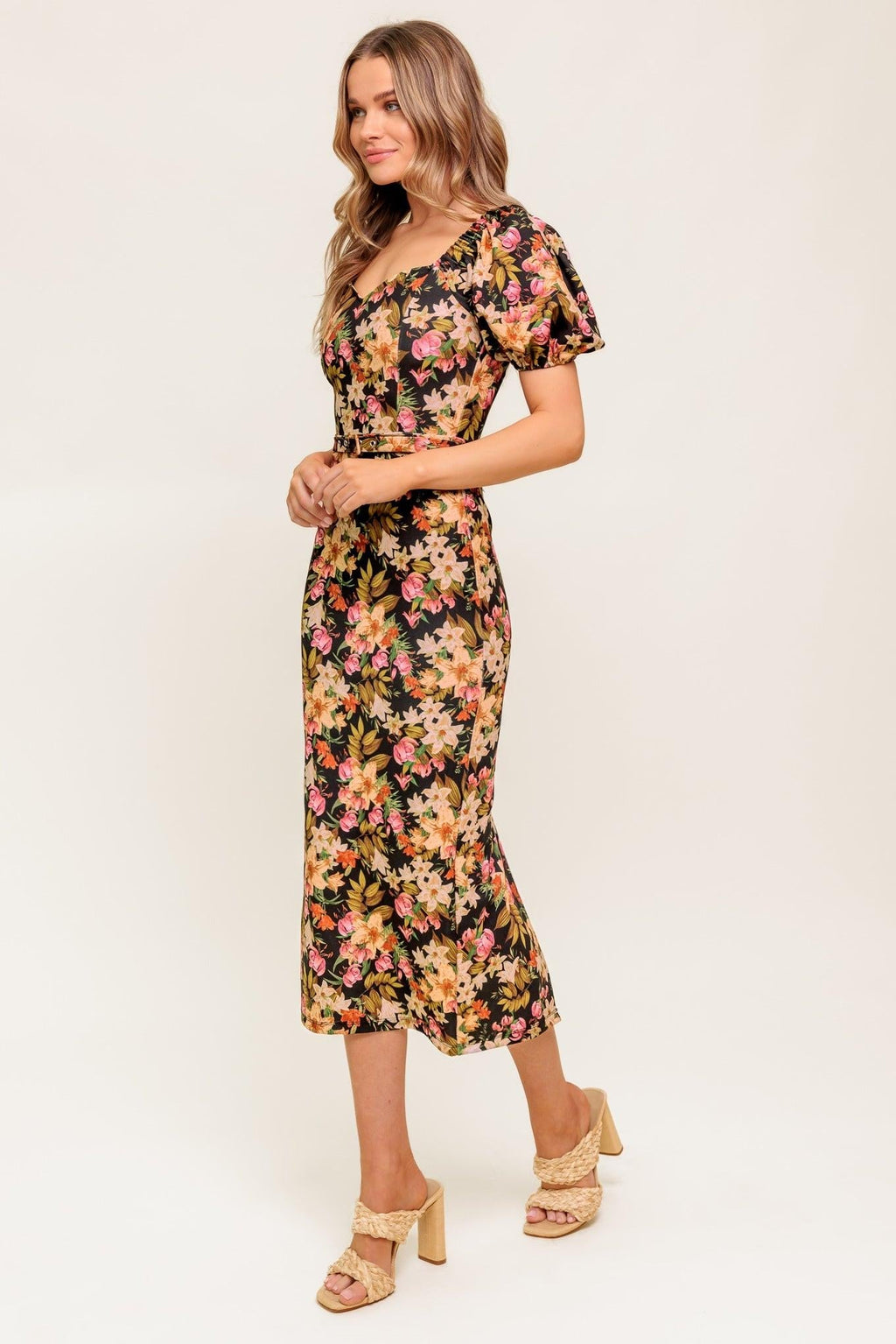 SWEET AT HEART WOVEN MIDI DRESS Flying Tomato