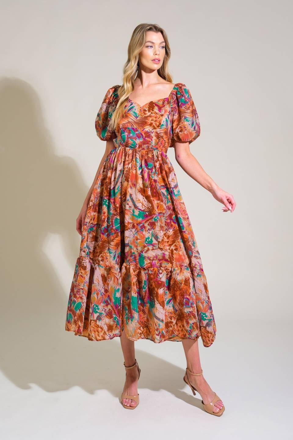 BRING US BACK WOVEN MIDI DRESS Flying Tomato
