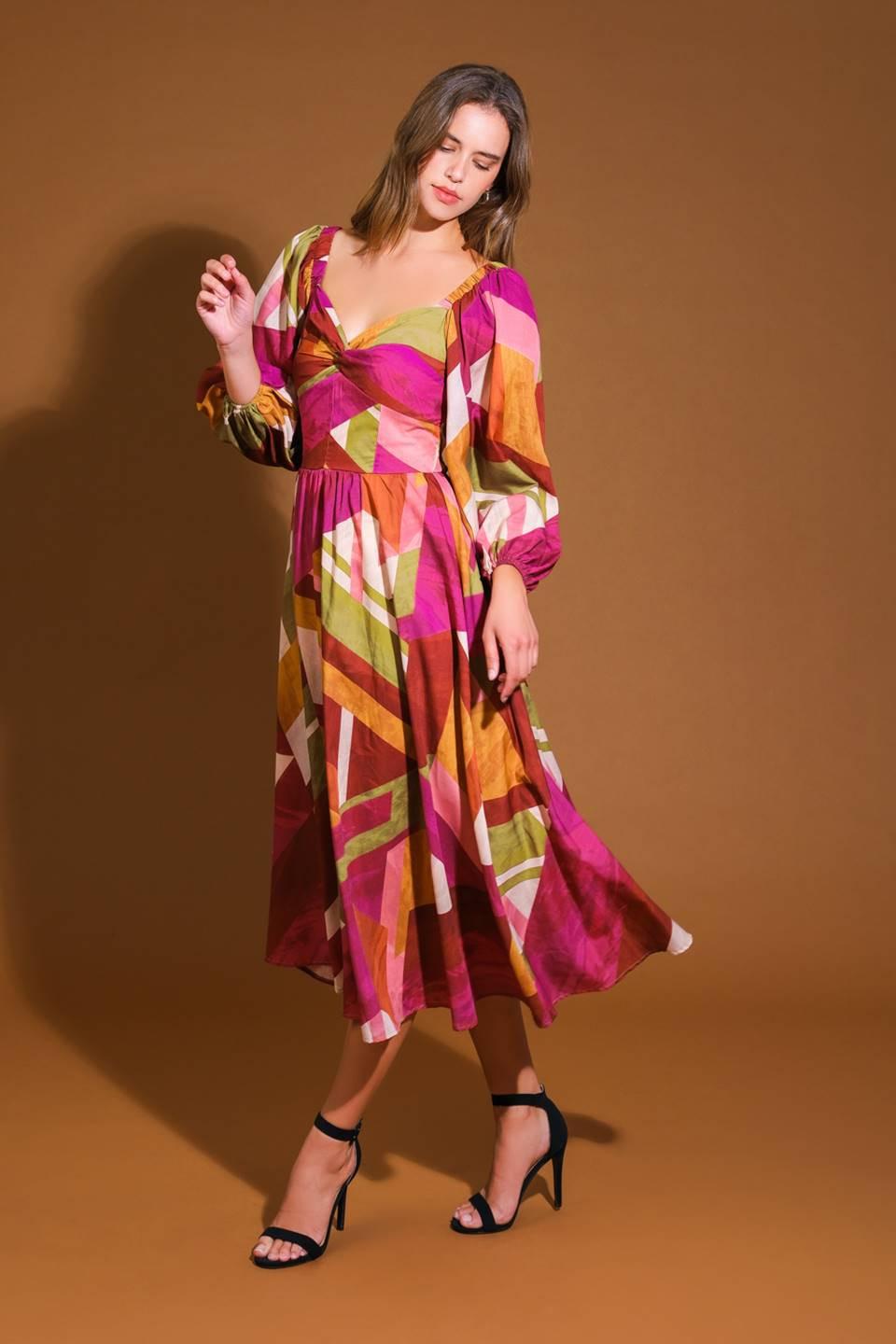 FLORAL CASCADE WOVEN MINI DRESS Flying Tomato
