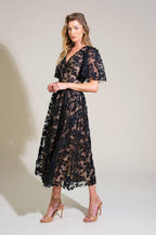 DREAMY BLOSSOM WOVEN LACE MIDI DRESS Flying Tomato