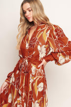 BLOOMING RADIANCE WOVEN MIDI DRESS Flying Tomato