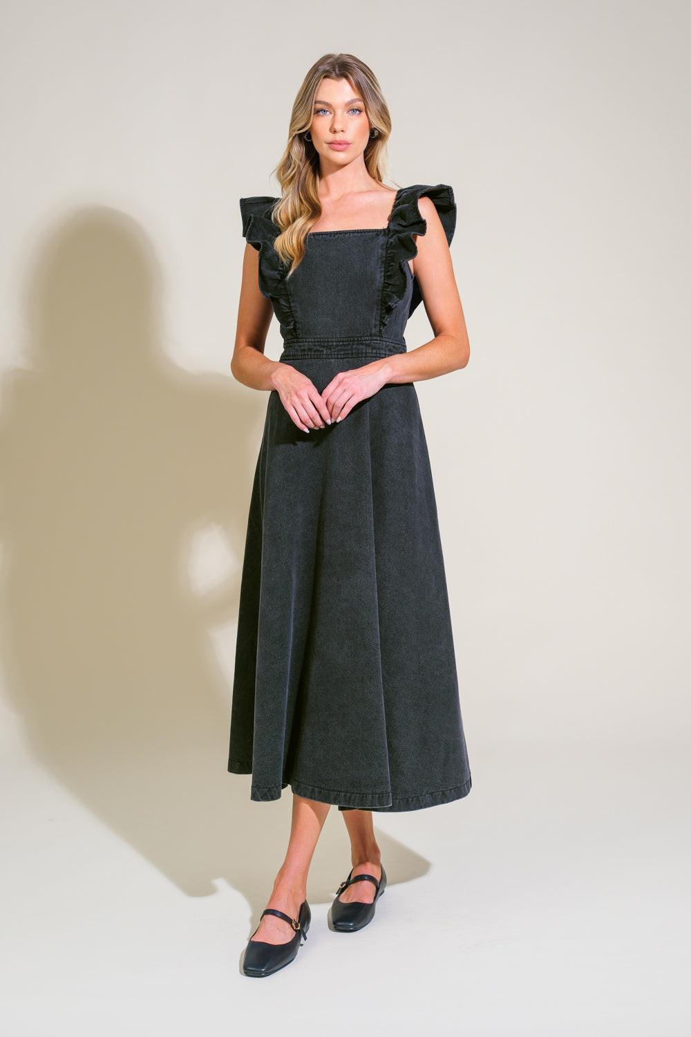 TIMELESS CHARM DENIM MIDI DRESS Flying Tomato