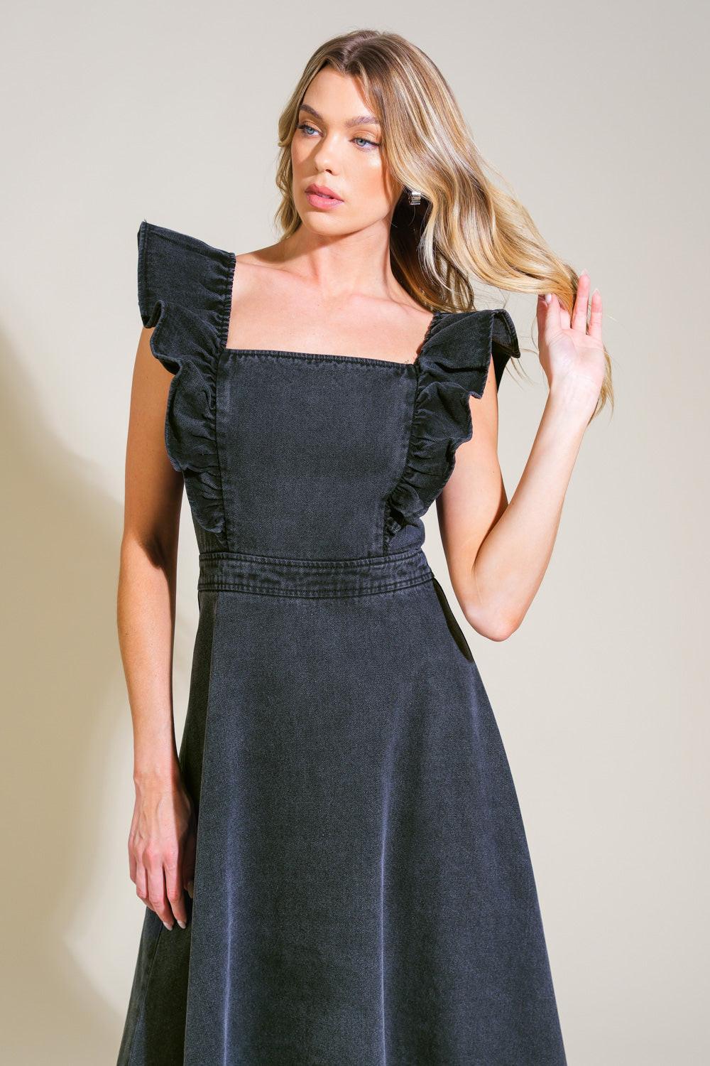 TIMELESS CHARM DENIM MIDI DRESS Flying Tomato