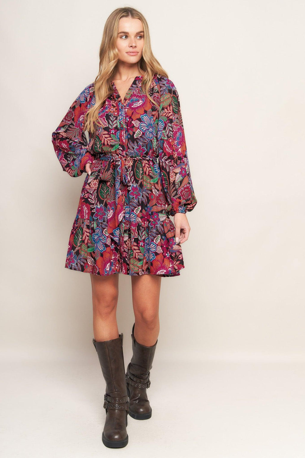 FLORAL BLISS WOVEN MINI DRESS Flying Tomato