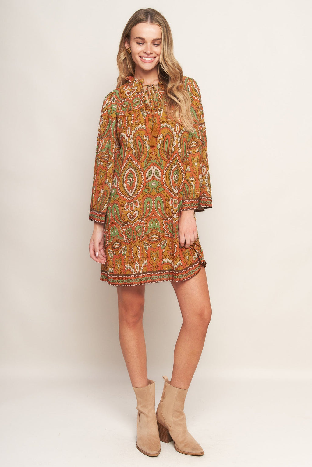 CROSS MY MIND WOVEN MINI DRESS Flying Tomato