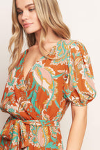 CAN'T LIVE WITHOUT RUST WOVEN MIDI DRESS Flying Tomato