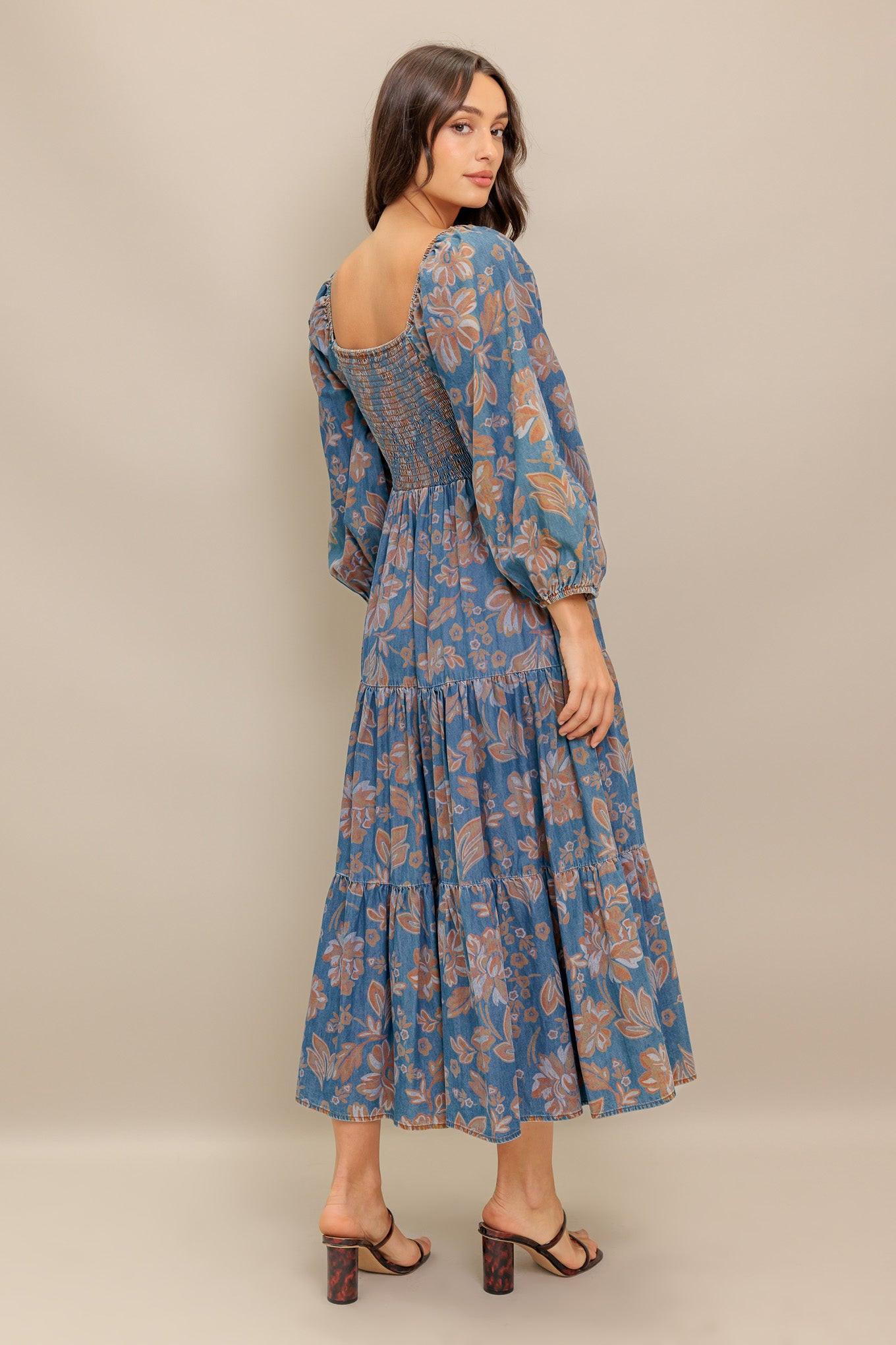 CIRCLE OF FRIENDS DENIM MIDI DRESS Flying Tomato