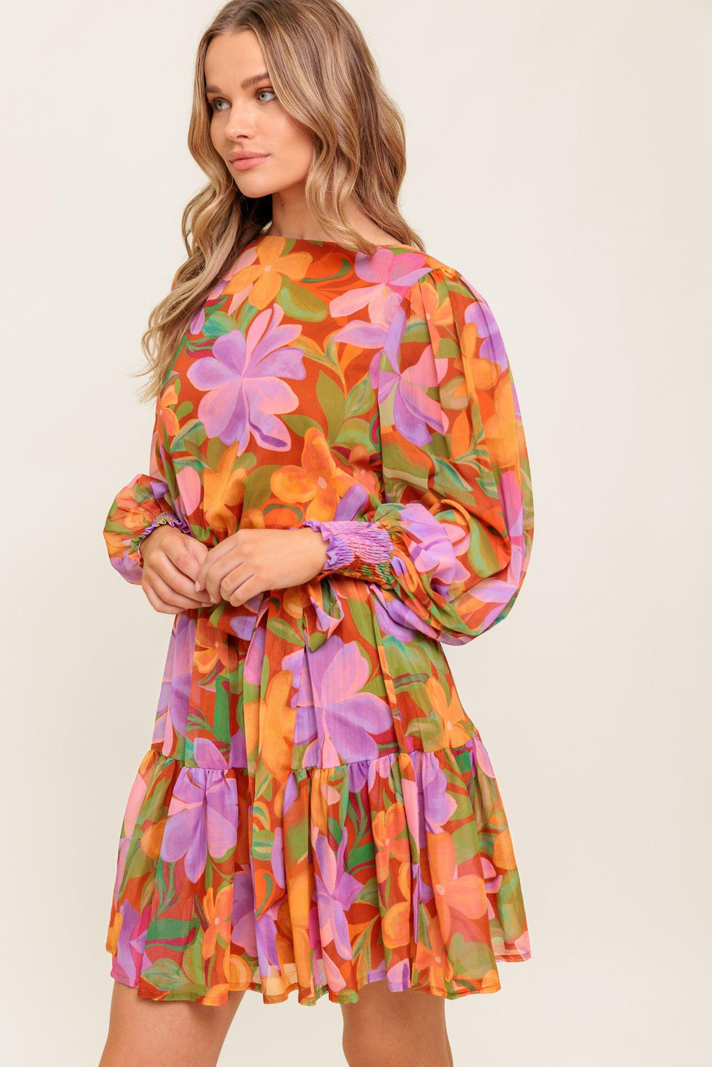 MUTED GARDEN WOVEN MINI DRESS Flying Tomato