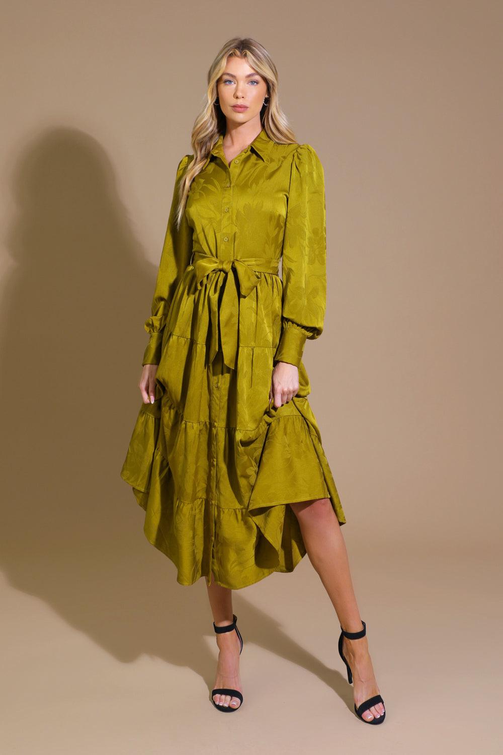 TOTAL APPEAL WOVEN JACQUARD MIDI DRESS Flying Tomato