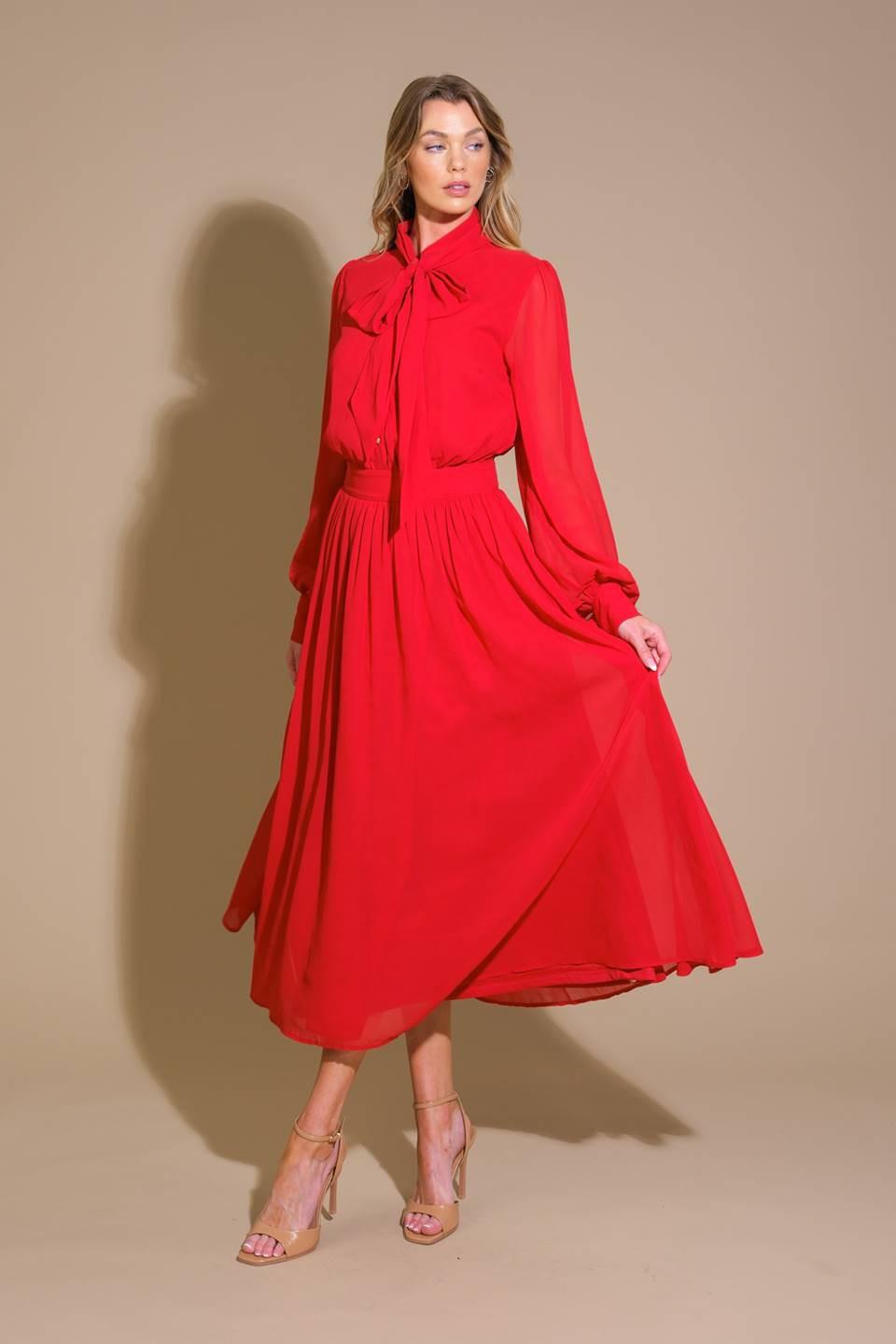 EXCEPTIONAL EXPRESSION WOVEN MIDI DRESS Flying Tomato