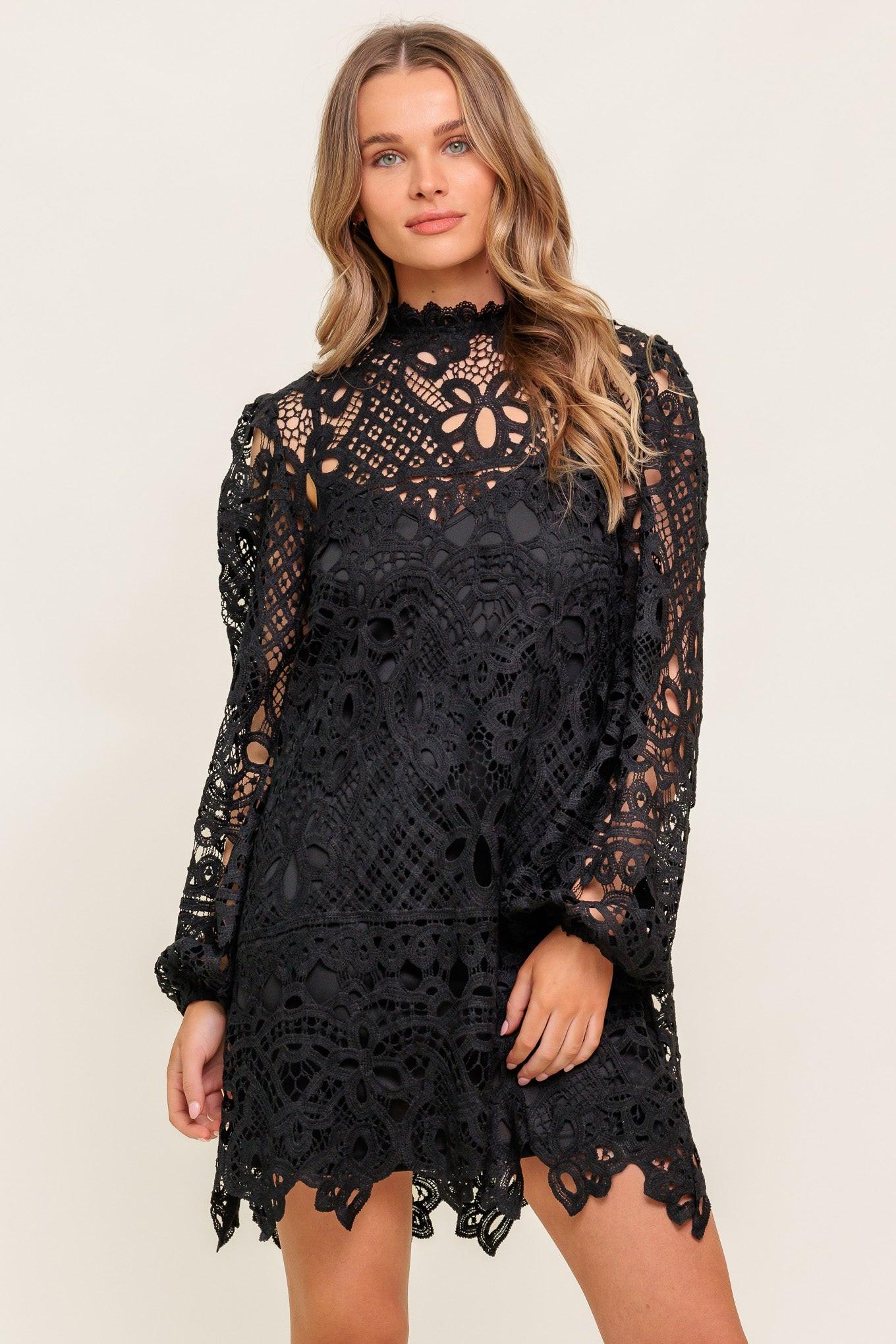 GETTING STARTED WOVEN LACE MINI DRESS Flying Tomato