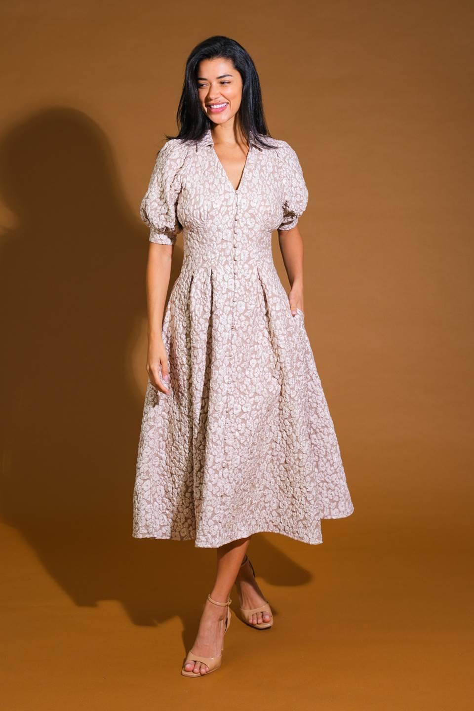 PERFECT VISION WOVEN MIDI DRESS Flying Tomato