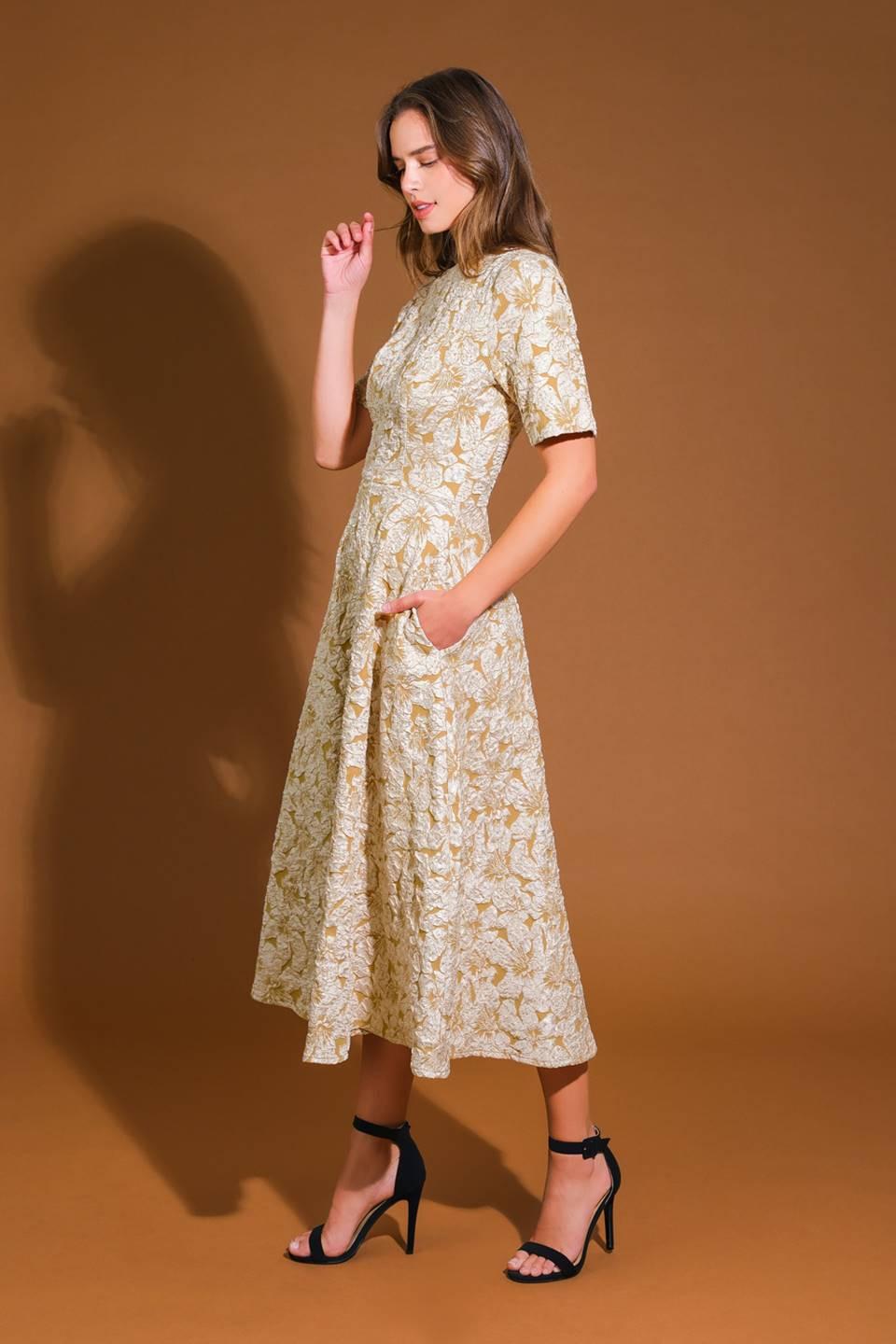 INFINITE ADORATION WOVEN MIDI DRESS Flying Tomato
