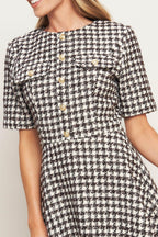 ELEGANT CHECK TWEED MINI DRESS Flying Tomato