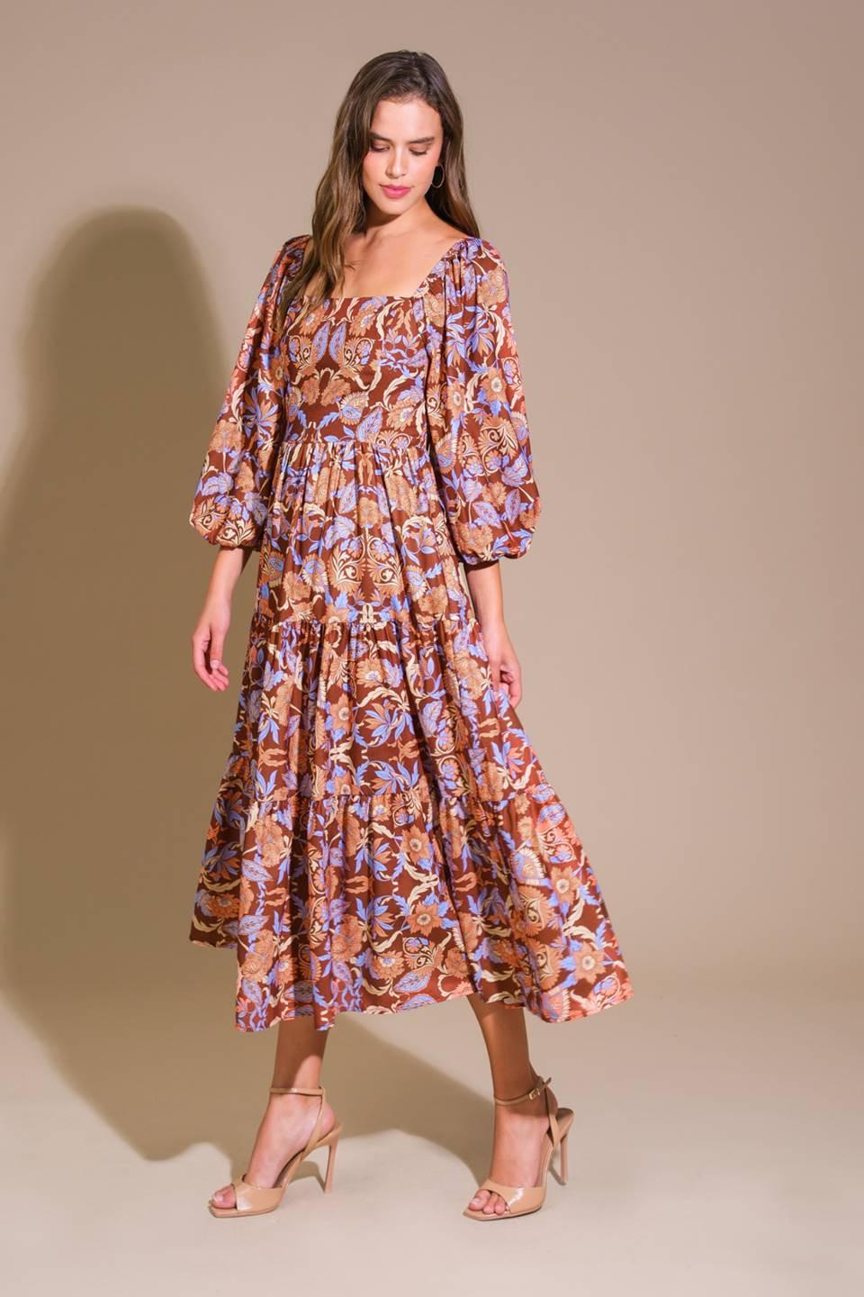 KEEPPING TABS WOVEN MIDI DRESS Flying Tomato