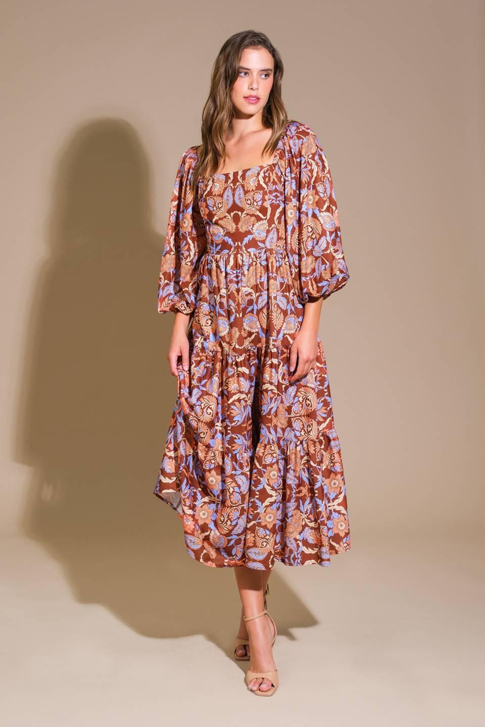 KEEPPING TABS WOVEN MIDI DRESS Flying Tomato
