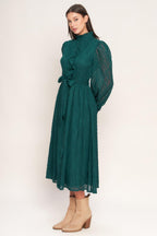 EMERALD WHISPER WOVEN MIDI DRESS Flying Tomato