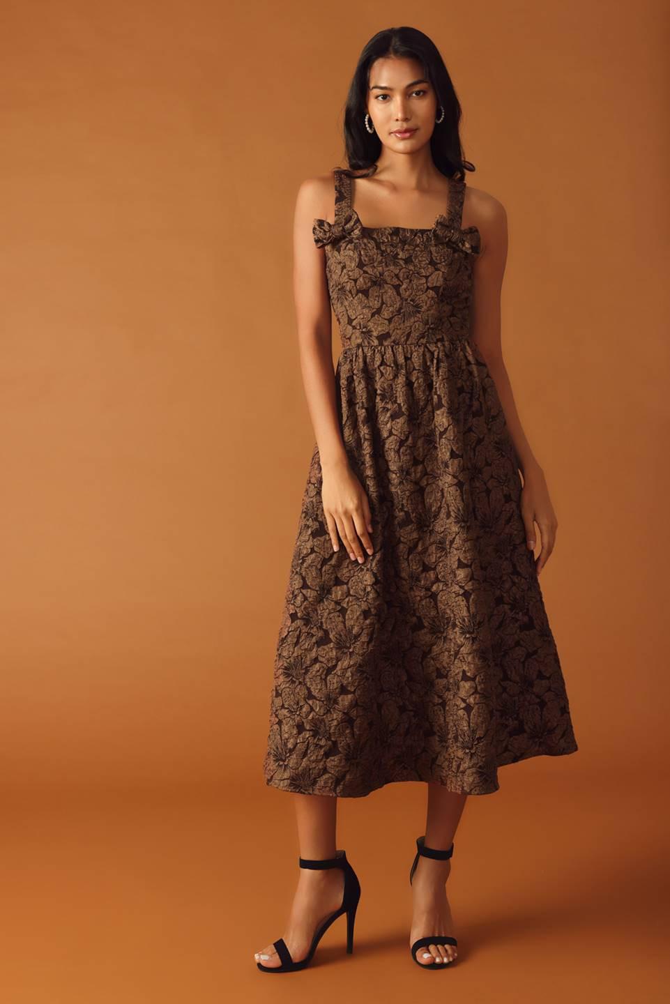 LOST IN TIME WOVEN MIDI DRESS Flying Tomato