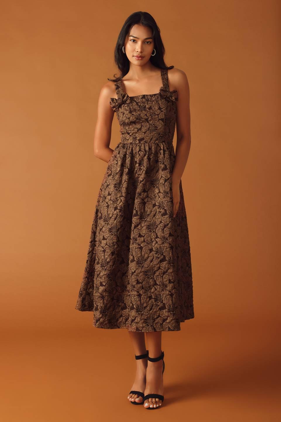 LOST IN TIME WOVEN MIDI DRESS Flying Tomato