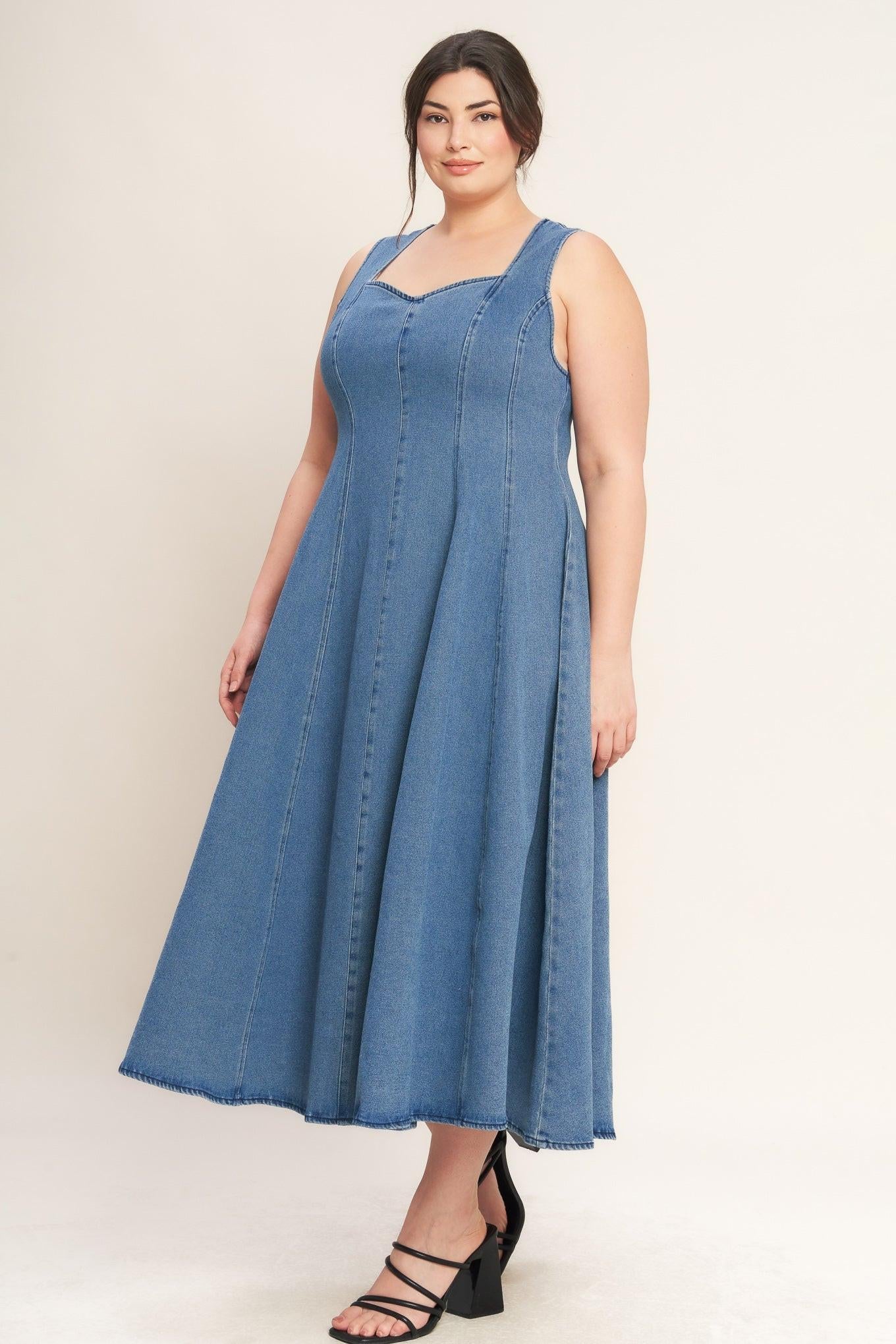 STARS AHEAD DENIM MIDI DRESS Flying Tomato