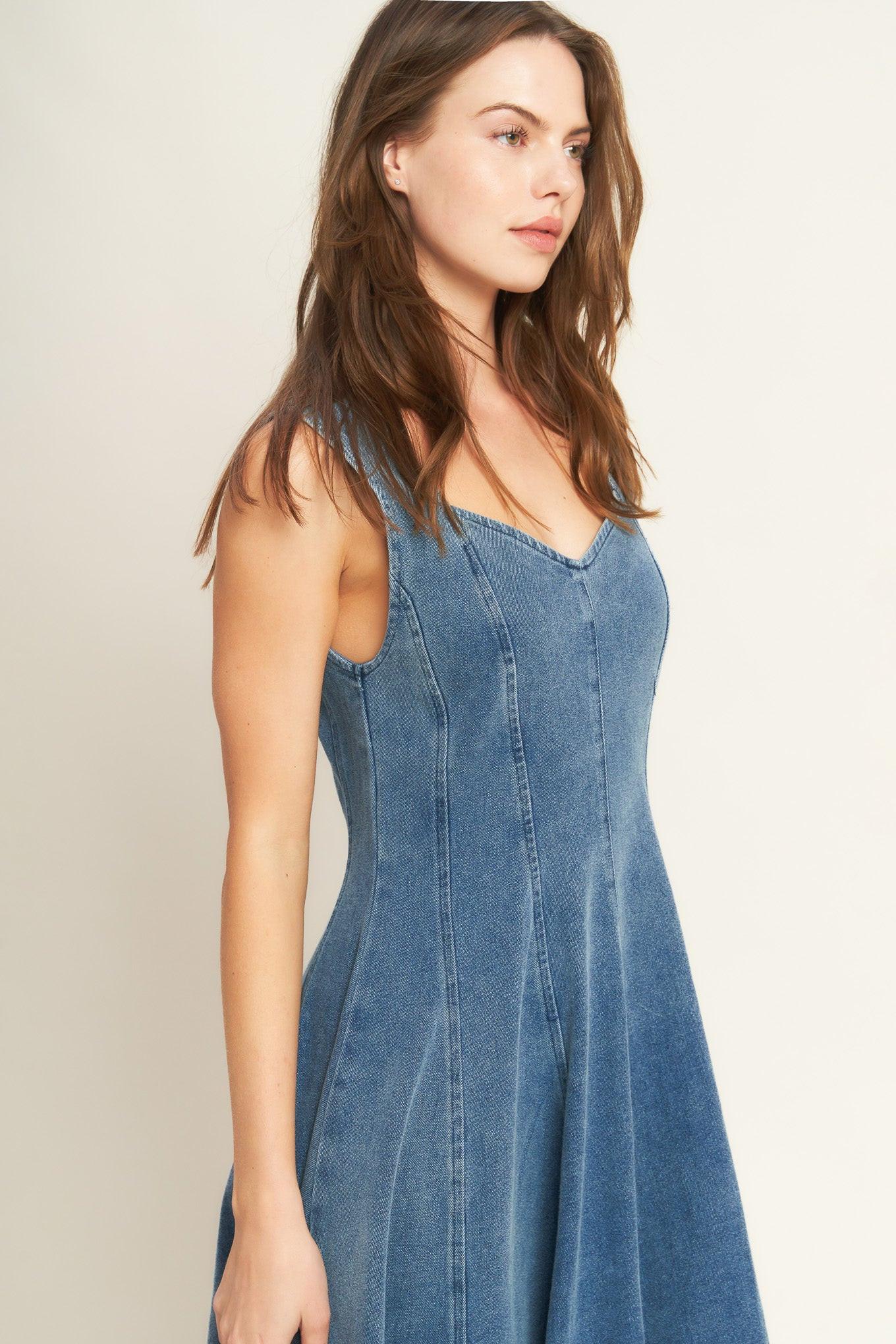 STARS AHEAD DENIM MIDI DRESS Flying Tomato