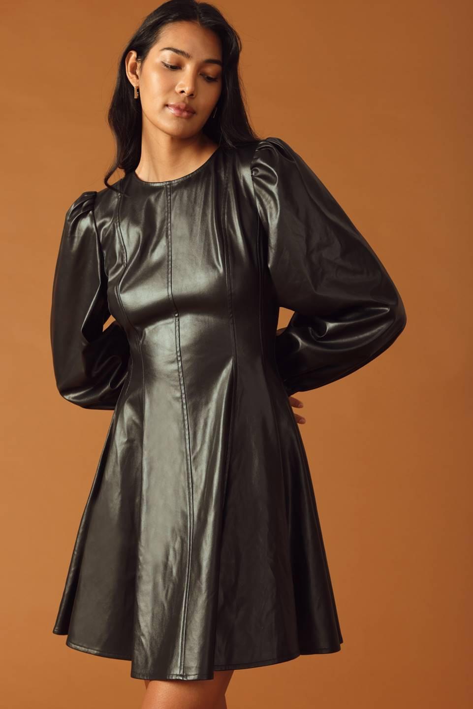 CHANGE OF PACE FAUX LEATHER MINI DRESS Flying Tomato