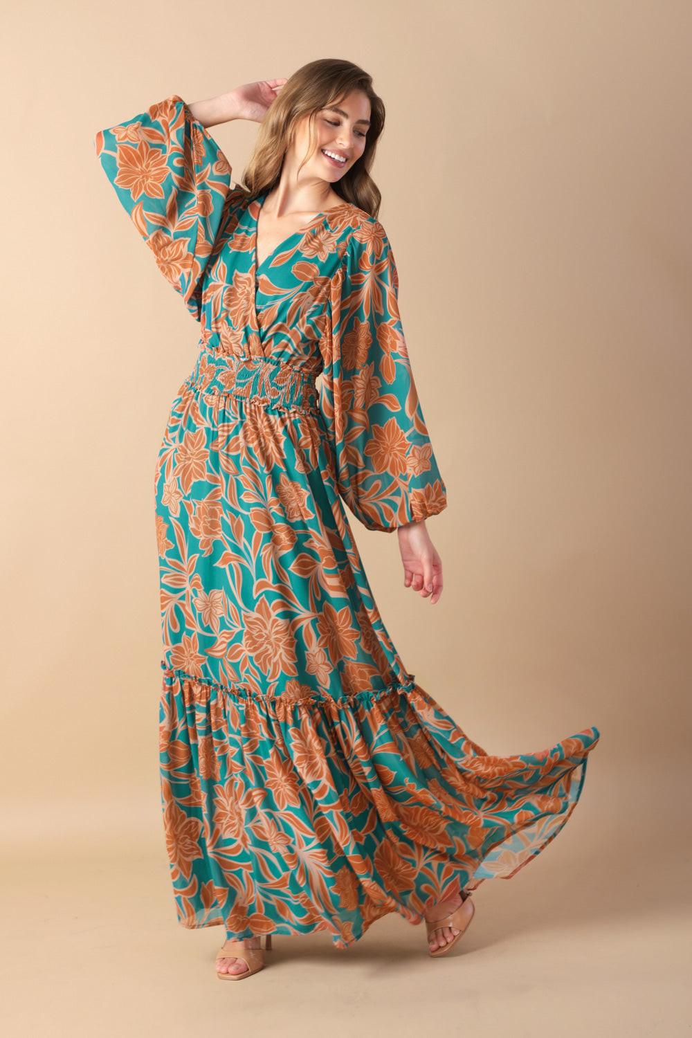 FLEETING FAUNA WOVEN MAXI DRESS Flying Tomato