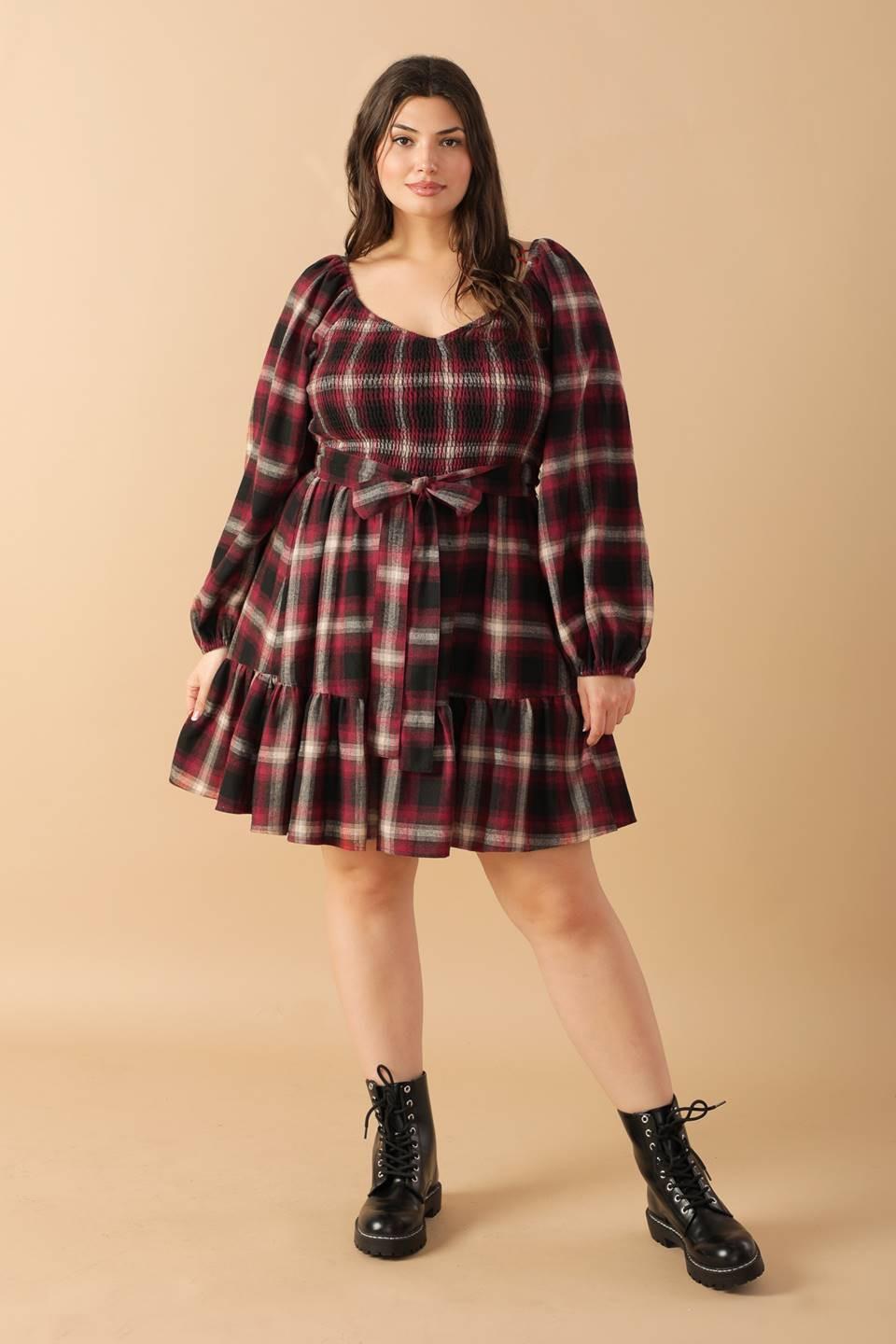 BE WITH YOU WOVEN PLAID MINI DRESS Flying Tomato