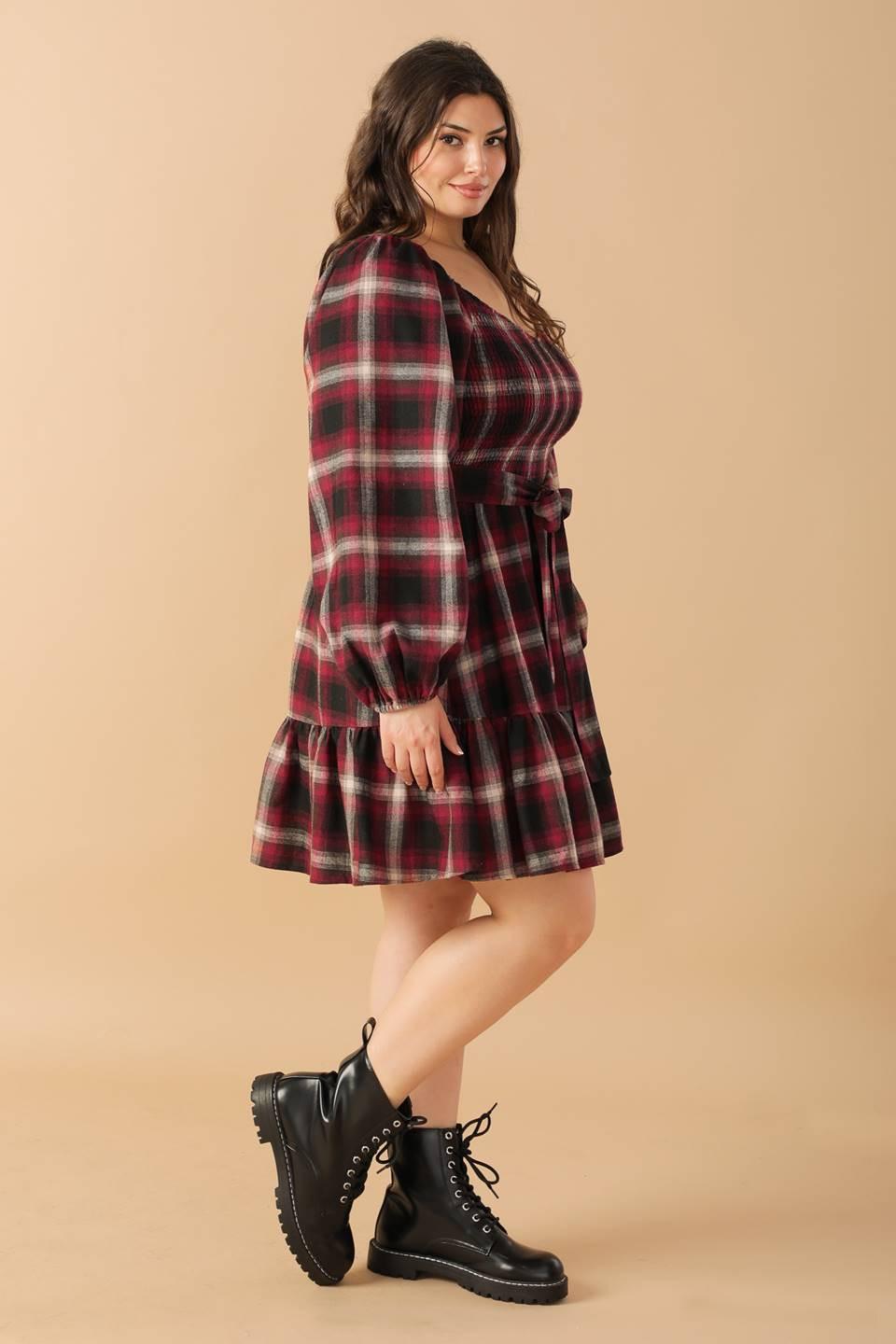 BE WITH YOU WOVEN PLAID MINI DRESS Flying Tomato