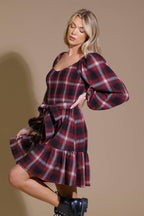 BE WITH YOU WOVEN PLAID MINI DRESS Flying Tomato