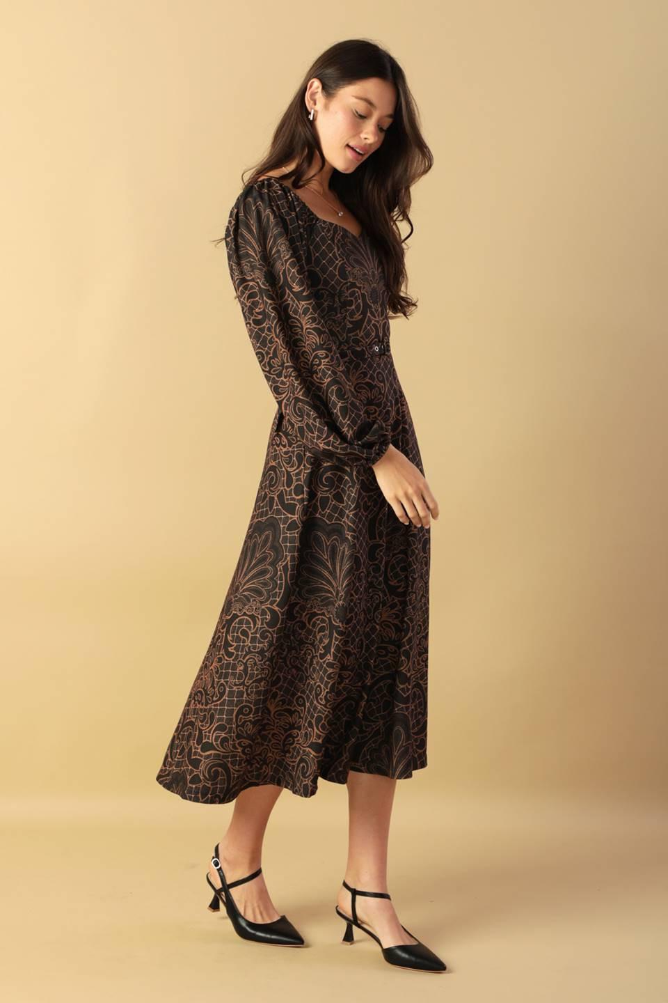 RUSTIC ALLURE WOVEN MIDI DRESS Flying Tomato