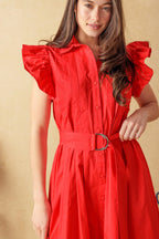 GLIMPSE IN TIME WOVEN MIDI DRESS Flying Tomato