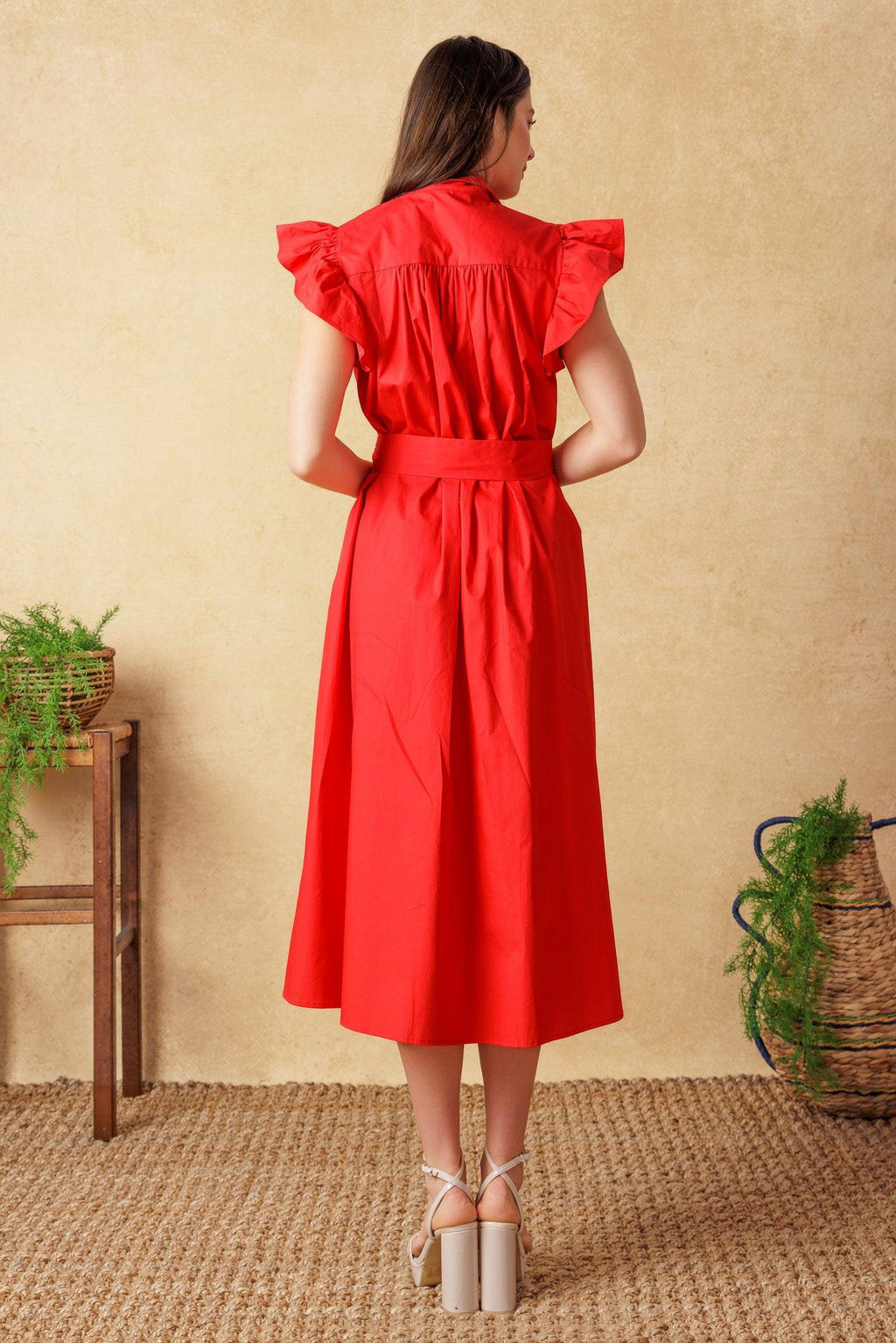GLIMPSE IN TIME WOVEN MIDI DRESS Flying Tomato