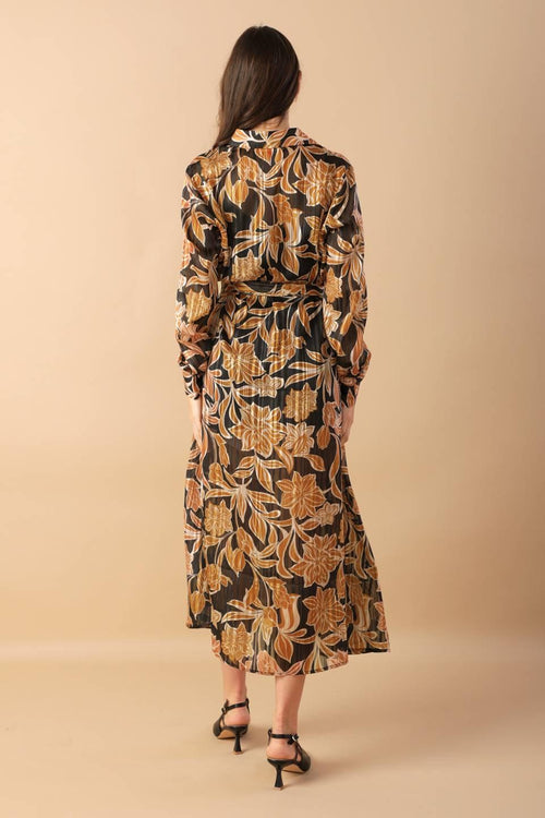 BETWEEN THE LINES WOVEN MIDI DRESS Flying Tomato