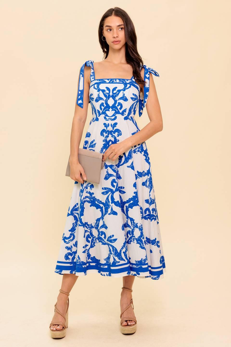 ADAIR PASSPORT TO THE SUN WOVEN MIDI DRESS Flying Tomato