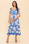 ADAIR PASSPORT TO THE SUN WOVEN MIDI DRESS Flying Tomato