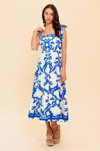 ADAIR PASSPORT TO THE SUN WOVEN MIDI DRESS Flying Tomato