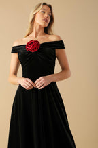 BE THERE FOR YOU VELVET MIDI DRESS Flying Tomato