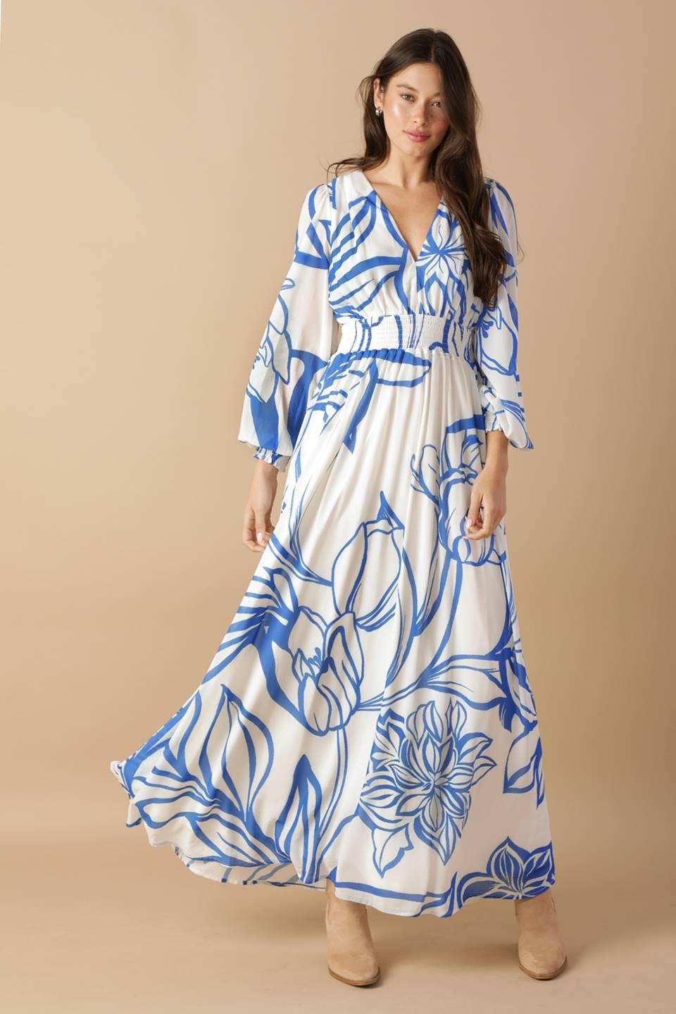 DANCING DEWDROPS WOVEN MAXI DRESS Flying Tomato